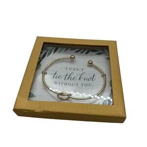 Tie the Knot Bracelet Gold Tone in Box New Wedding Gift Bangle Cuff Proposal
